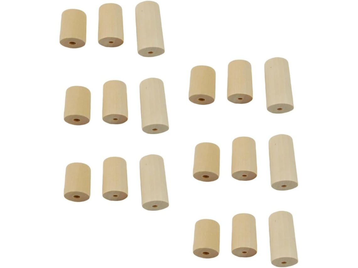 Juego De 60 Cuentas Redondas De Madera Maciza Natural, Tubos Redondos De 25-40 Mm, Cuentas Espaciadoras Para Bricolaje.