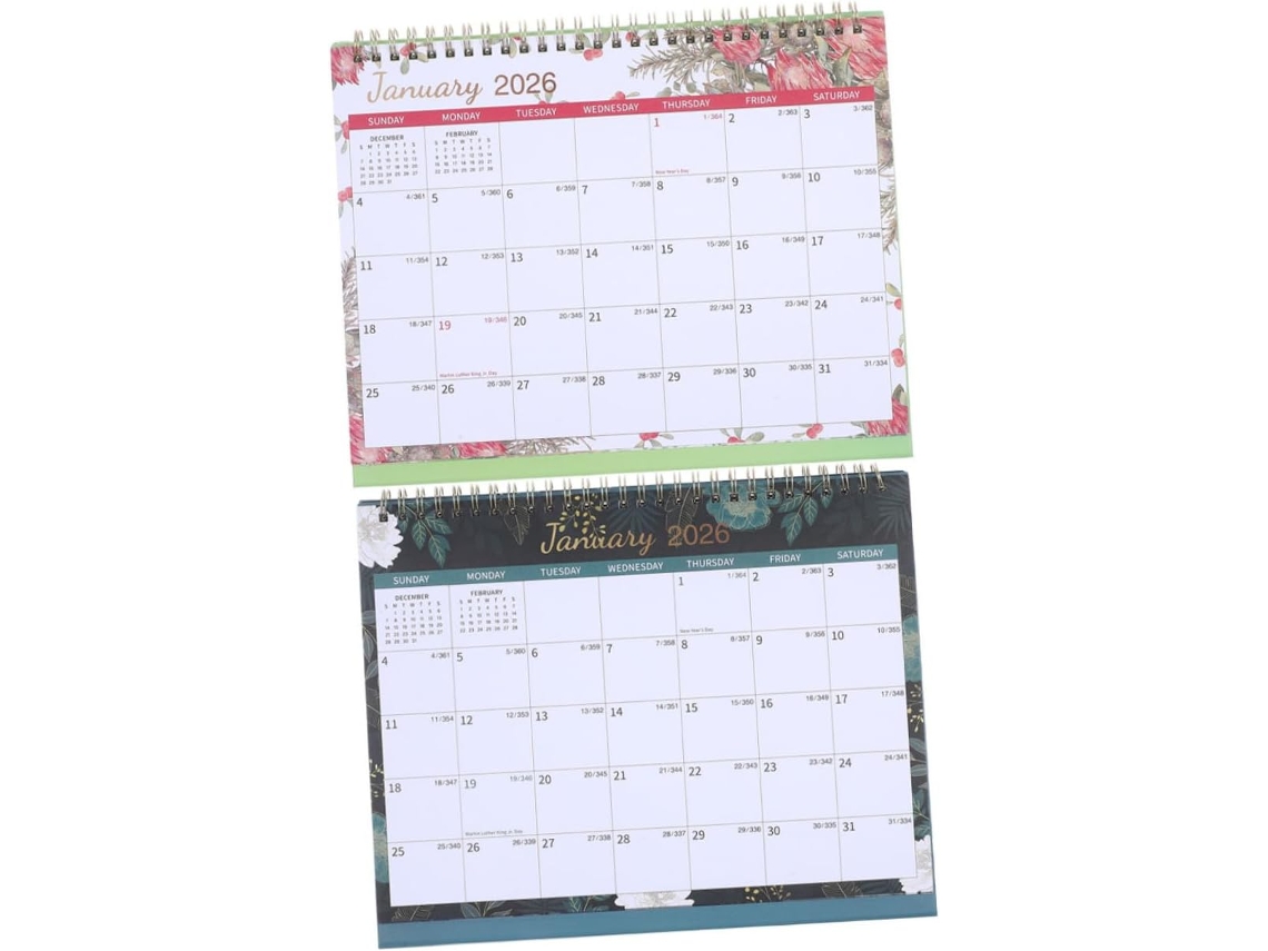 Besportble Calendario De Tapa Abatible Para Una Organización Y Planificación Compacta En El Hogar Y Papel O...