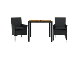 Maison Exclusive - Set De Comedor Jardín 3 Pzas Con Cojines Ratán Pe Acacia Negro