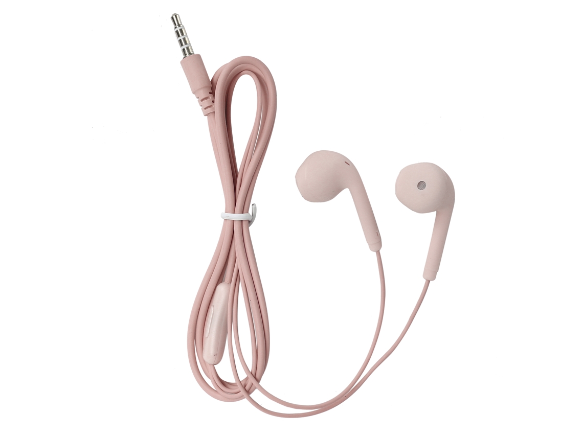 Fone De Ouvido Fio U19 3.5mm Hifi Controle Por Fio Universal Para Celular Estilo Ouvido Rosa