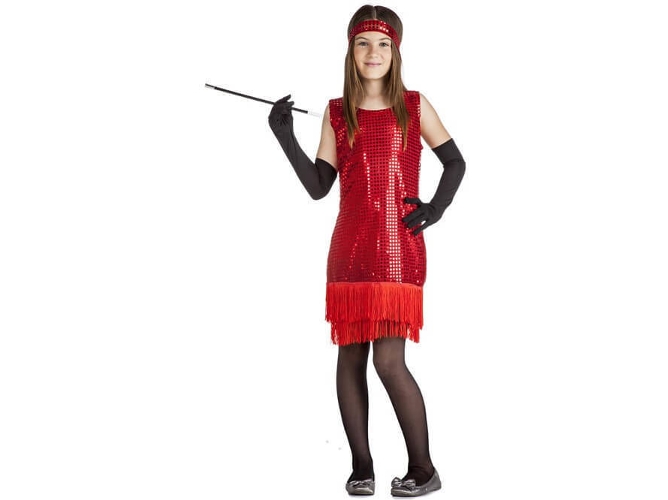 Disfraz de Niña DISFRAZZES Charlestón Rojo Con Flecos (Talla: 3 a 4 años)