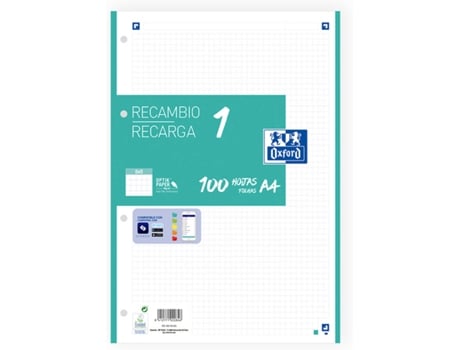 Recarga de Papel OXFORD 664458 (A4 - 21 x 29,7 cm)