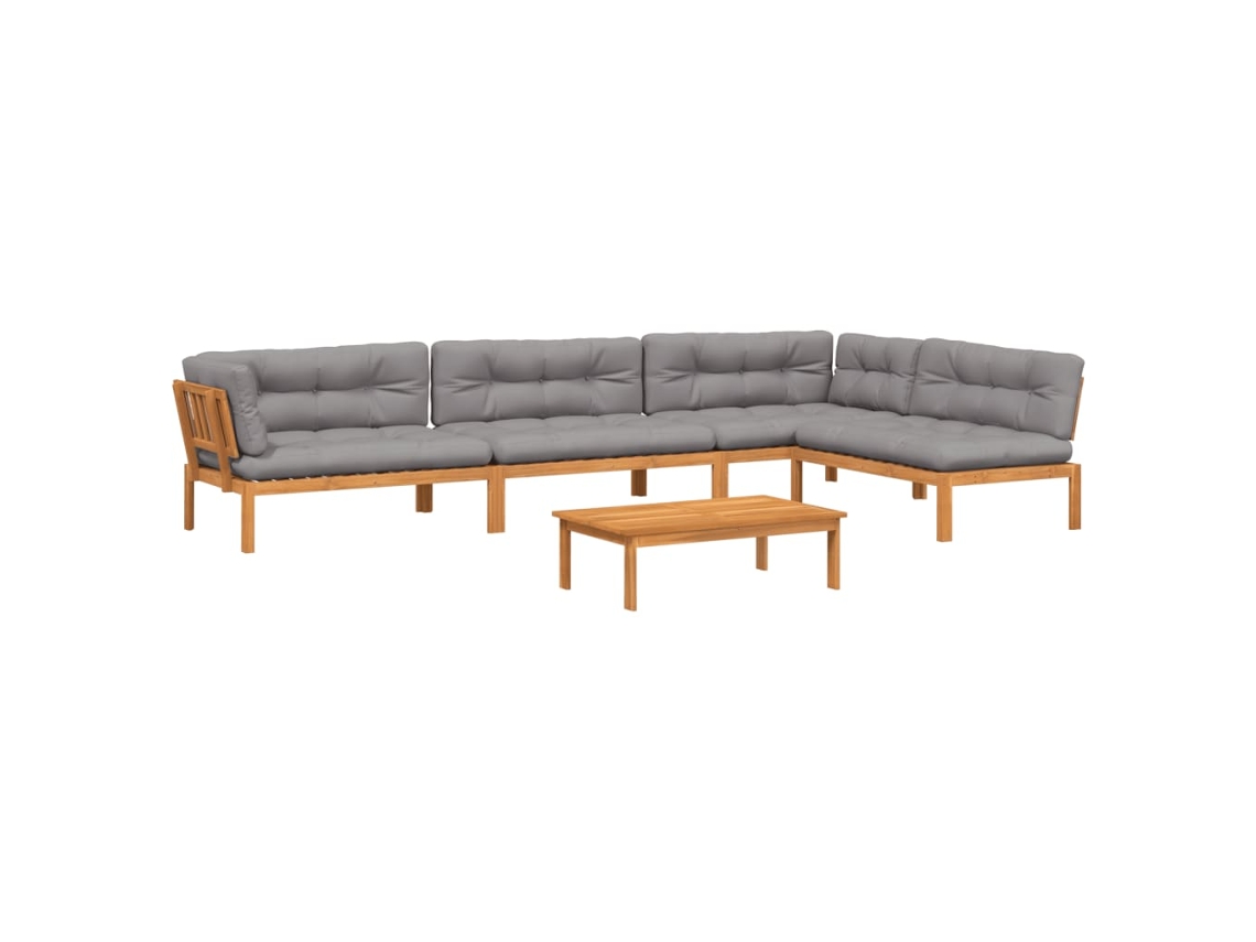 Maison Exclusive - Juego de 5 piezas de muebles de jardín de palets con cojines, madera maciza de acacia.