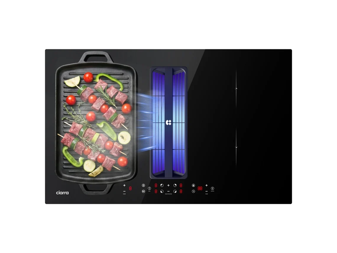 Placa De Inducción Con Campana Extractor 83 Cm 500 M³/h Tecnología Plasma Función Boost 2 Flex Zone 9 Niveles De Potencia Cd834bbfbeh Ciarra