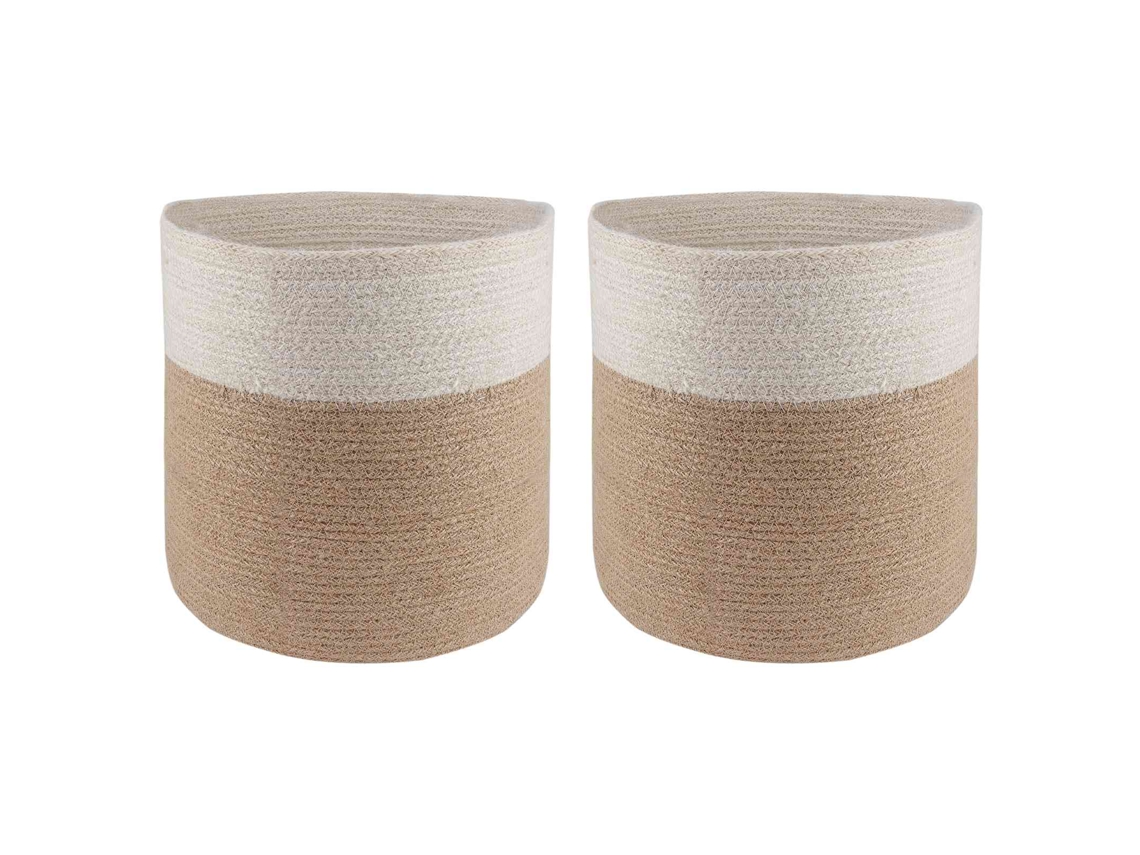Juego de 2 macetas Vidaxl, color natural y blanco, Ø 28 x 28 cm