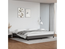 Estructura De Cama Sin Colchón Cuero Sintético Gris 200x200 Cm