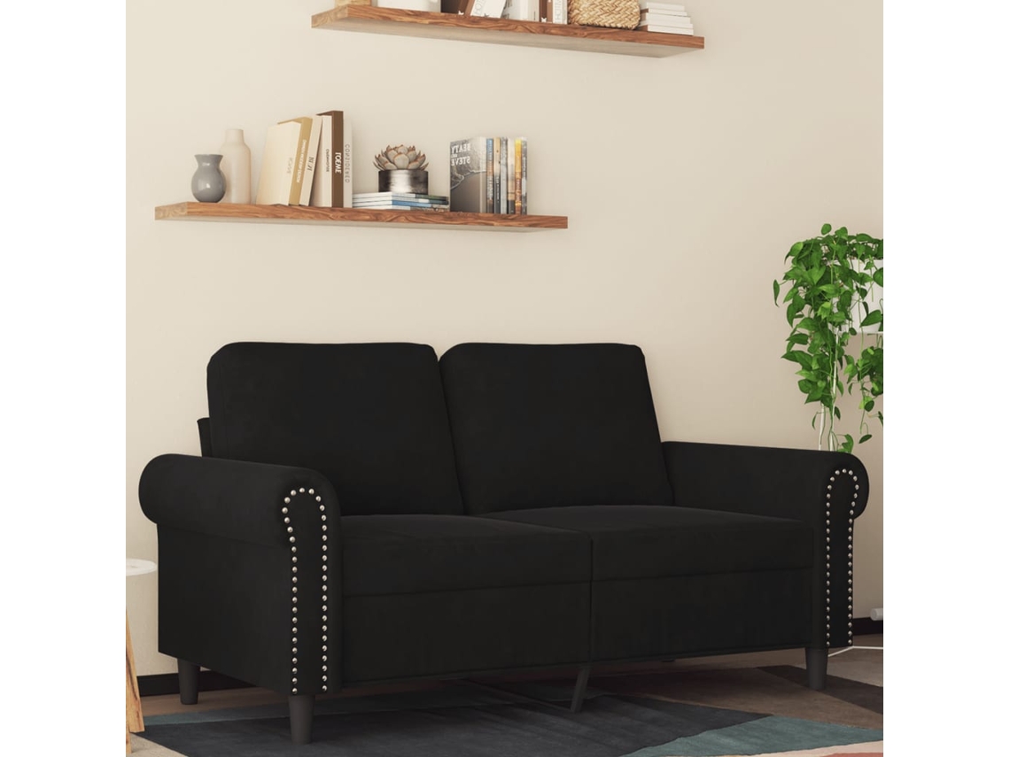 Sofá De 2 Plazas | Sofá De Salón | Sofá De Descanso Terciopelo Negro 120 Cm Wsd358973