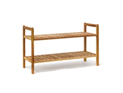 Relaxdays Zapatero Madera Nogal Apilable, 40,5x69x26 Cm, Estantería Pequeña, 2 Estantes, 6 Pares Zapatos, Marrón Natural