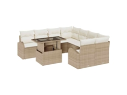 Maison Exclusive - Conjunto De Sofá De Jardín 9 Pcs Beige Rattan De Poliéster