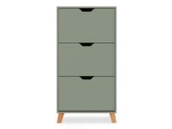 Zapatero plano de 3 puertas que ahorra espacio, 55 x 116 x 25 cm, 18 pares, en madera color salvia, Frankystar
