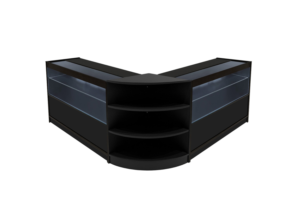 Conjunto de mostrador comercial MonsterShop Andromeda, negro, 2xC12001xLM60, MDF y vidrio templado