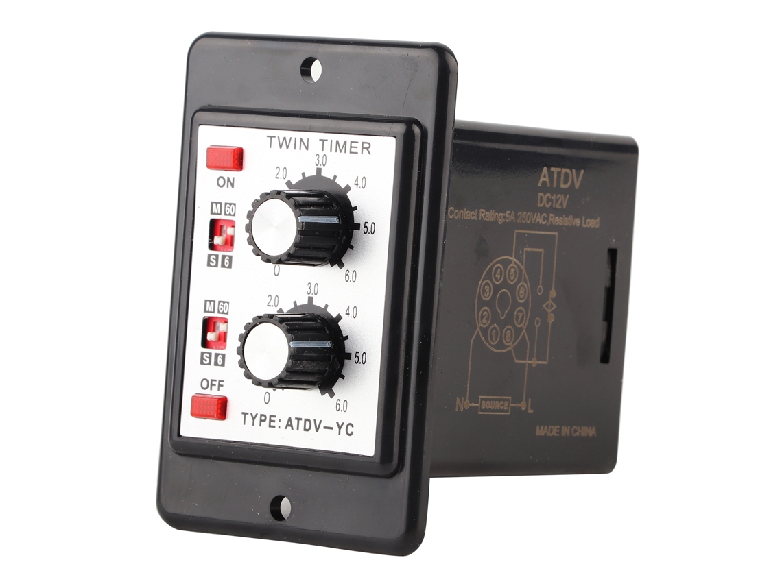 Relé Temporizador Doble Atdv-yc Con Control Por Botón Pulsador, Interruptor Horario 6s-60m (12 V Cc)
