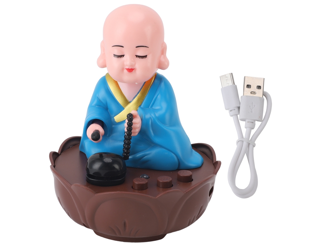 Rebe-figura De Monje Musical Com Cabeça Movediça Buda Estátua Com Cabo De Carga Usb Azul