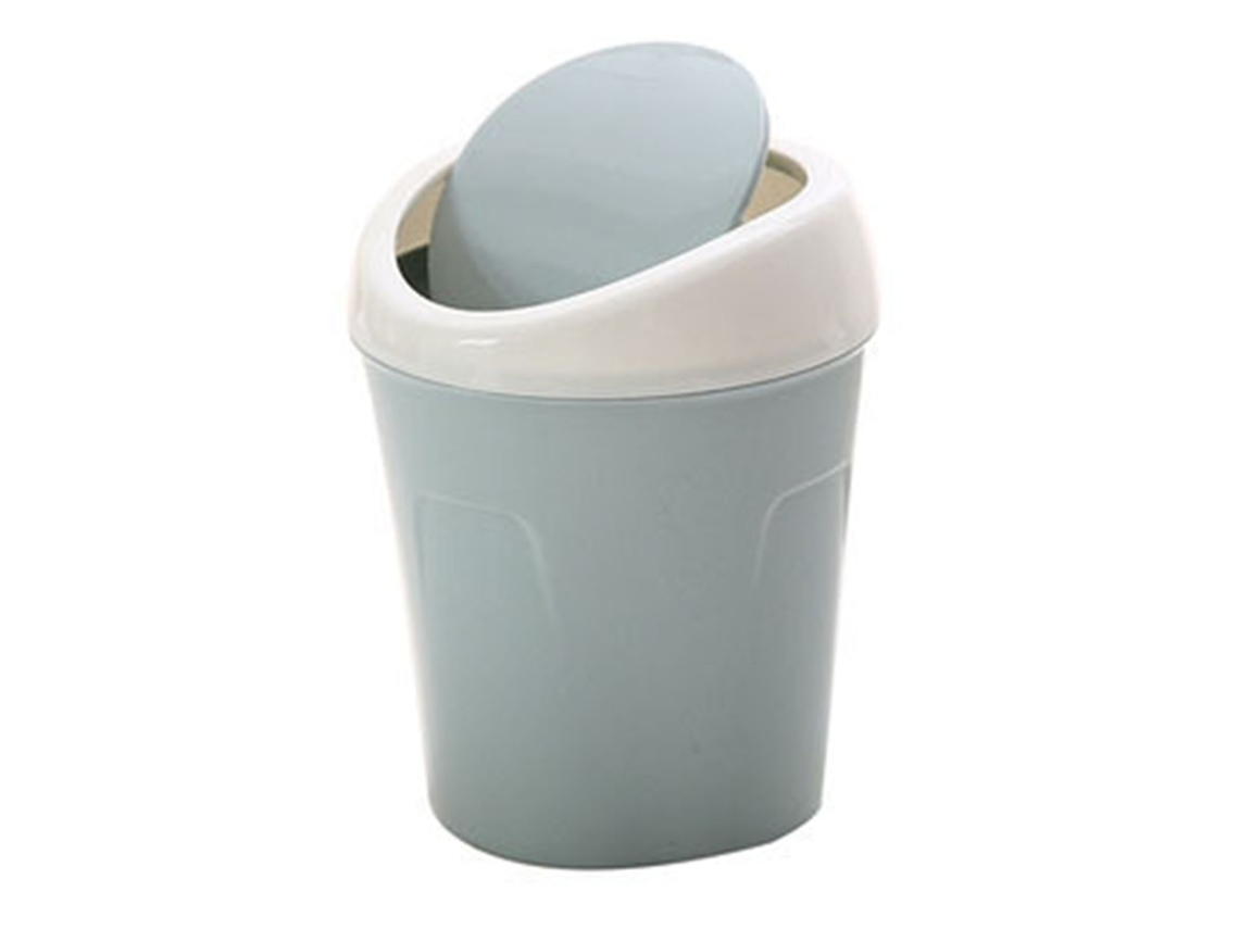 Mini Papelera Multifuncional De Escritorio Con Tapa Abatible, Pequeño Contenedor De Residuos De Plástico Para El Hogar/oficina, Azul