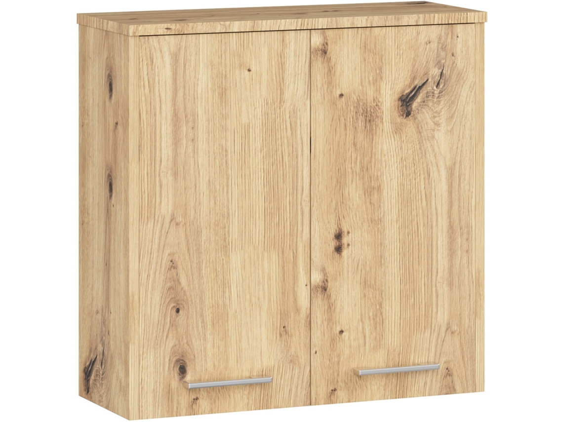 Armario Colgante De Baño Pequeño Akord Fin Roble Artisan 60 Cm 2 Puertas 2 Estantes 60x22,5x60 Cm