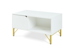 Mesa De Centro Reyri Con Puerta 80x45x42cm - Blanco/dorado en.casa