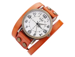 Reloj De Pulsera Unisex Ccq Vintage De Piel Sintética Con Movimiento De Cuarzo (naranja)