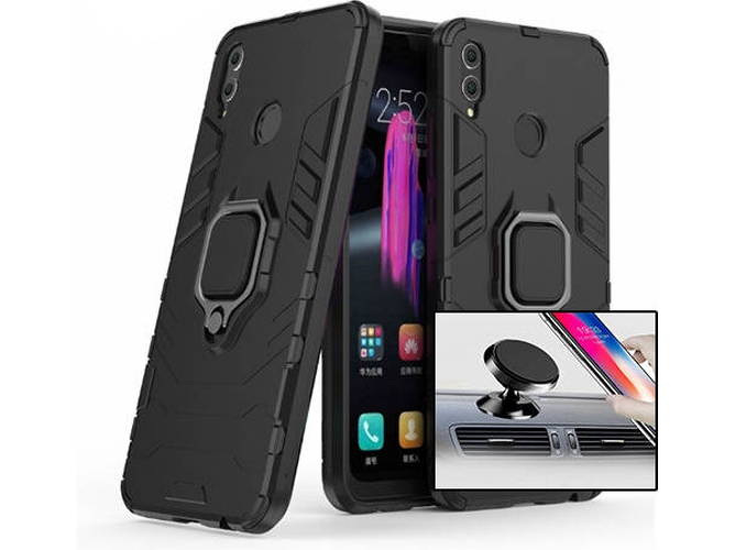 Kit Carcasa y Soporte Magnetico Auto Honor 8X Military Defender Negro