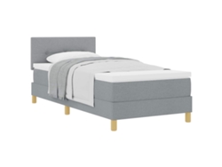 Maison Exclusive - Cama Tipo Box Spring Con Colchón Gris Claro 90 X 190 Cm Tela