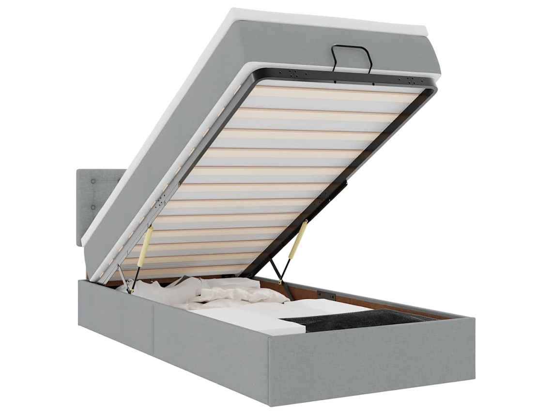 Maison Exclusive - Estructura De Cama Otomana Con Colchón Tela Gris Claro 80x200cm