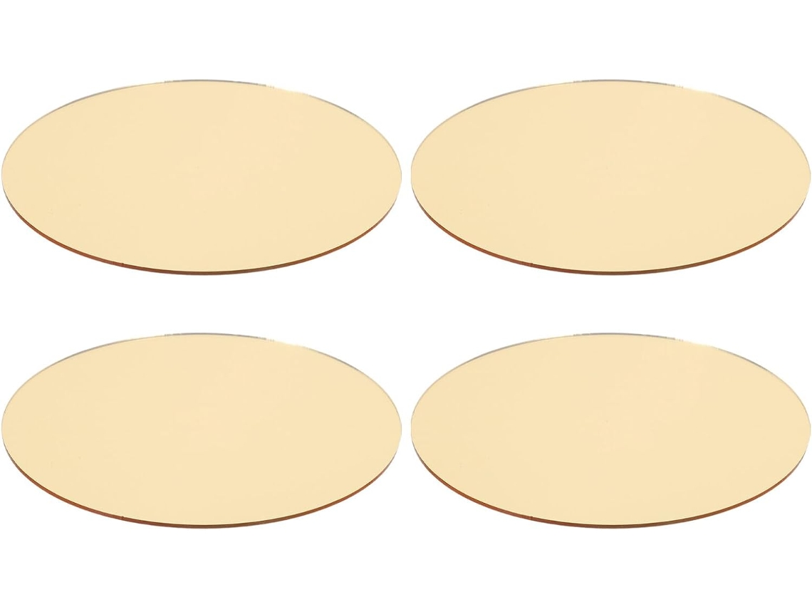 Bandeja Redonda Acrílico Dorado Espejado 20 Diámetro Juego 4 Bandejas Decorativas Finas 1 5 Grosor Bodas