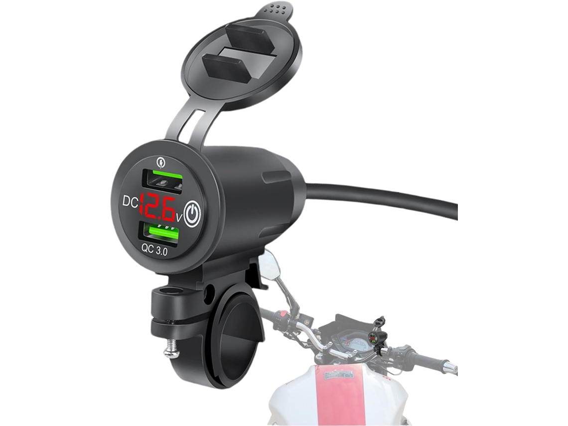 Cargador Usb Para Motocicleta, Voltímetro Y Botón De Encendido/apagado Para Teléfono, Tableta Y Gps.