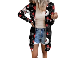Camiseta Rebe, abierta por delante, con estampado navideño y de Halloween, manga larga, estilo casual, para mujer, tallas de la 2 a la 3XL.