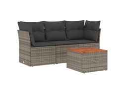 Maison Exclusive - Set De Sofás De Jardín 4 Pzas Y Cojines Ratán Sintético Gris