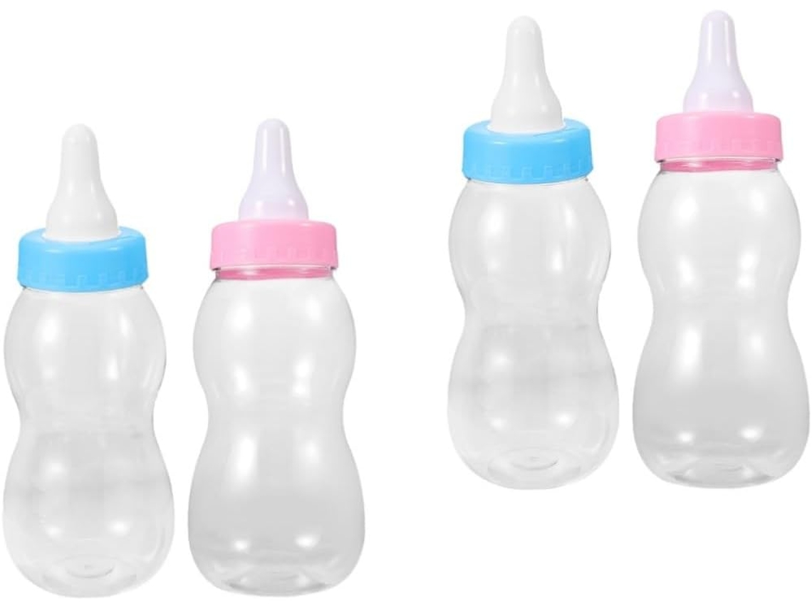 Juego de 4 alcancías transparentes y herméticas con forma de botella de leche, ideales para dulces y snacks. Gokoco