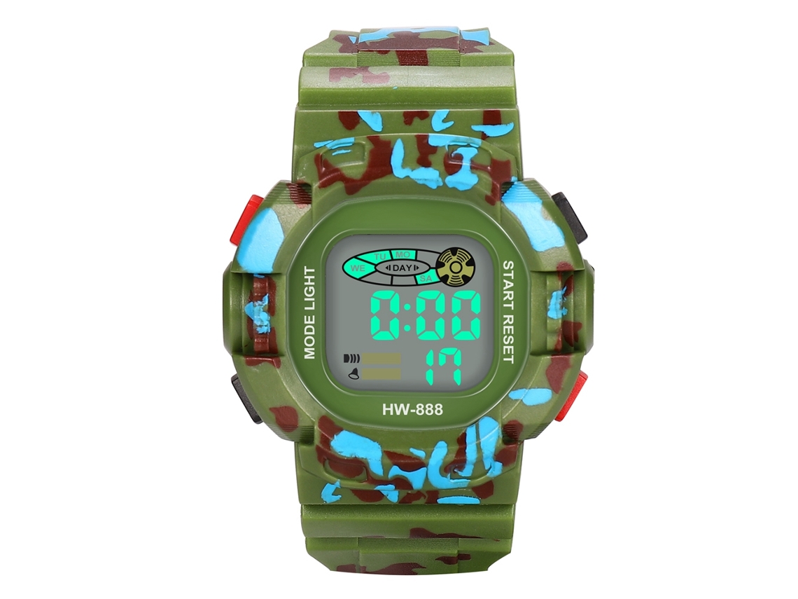 Reloj electrónico infantil de cuero PVC Pulsera verde