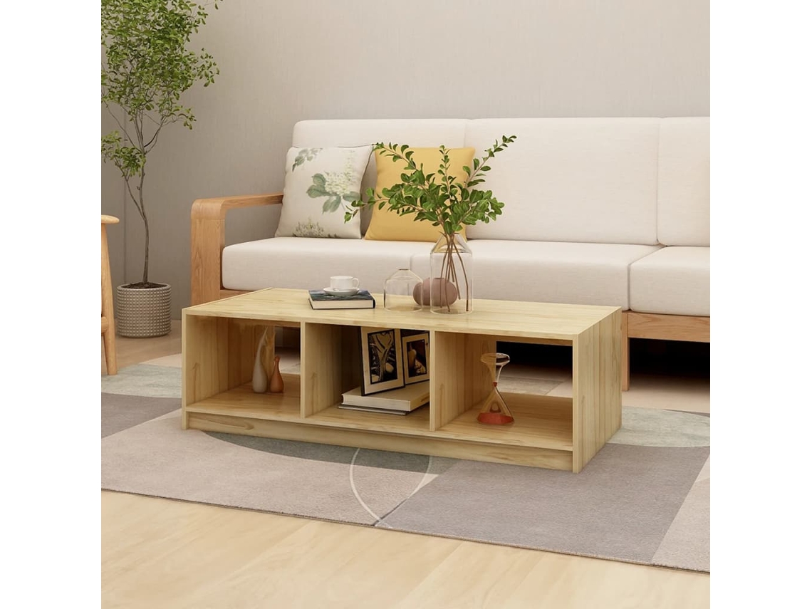Mesa de Centro Apoyo 110X50X34 cm Madera de Pino Macizo