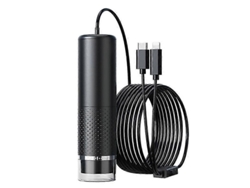 Microscopio digital portátil con cámara, aumentos de 50x a 1600x, conexión USB y 8 LED ajustables.
