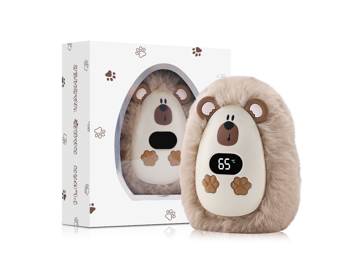 Calentador de manos portátil de peluche con diseño de dibujos animados, 3 niveles de temperatura ajustables, para uso en interiores y exteriores. Chrui (oso de peluche)