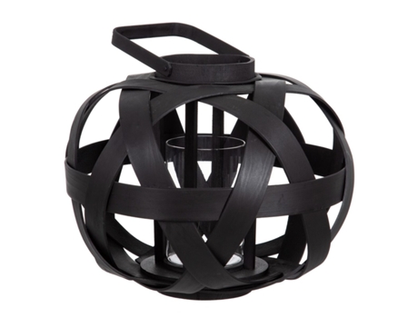 Farol 35 x 35 x 29 cm Portavelas Negro Bambú