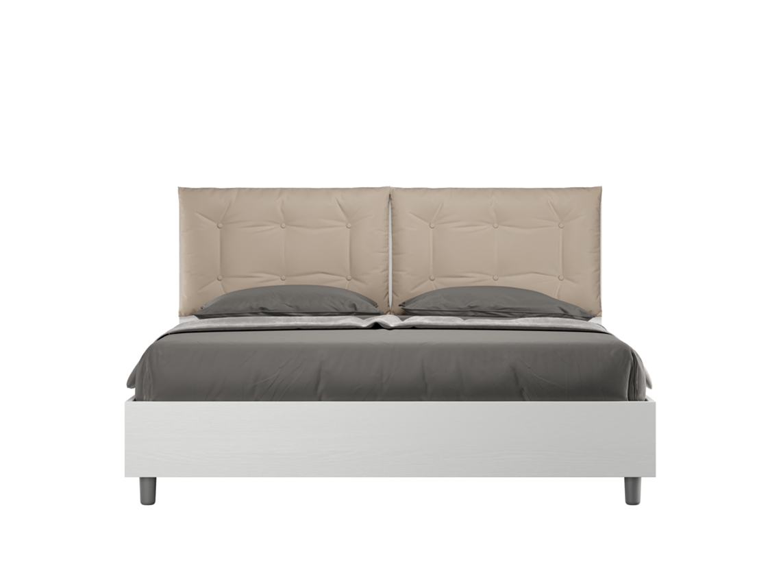 Cama Doble Contenedor Cojines Símil Tórtola Egos ITYHOME Madera Piel Sintética Gris (160x190)