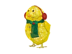 Figura De Pollo Amarillo Con Luces Y Bufanda Para Decoración Navideña De Jardín Y Exteriores.