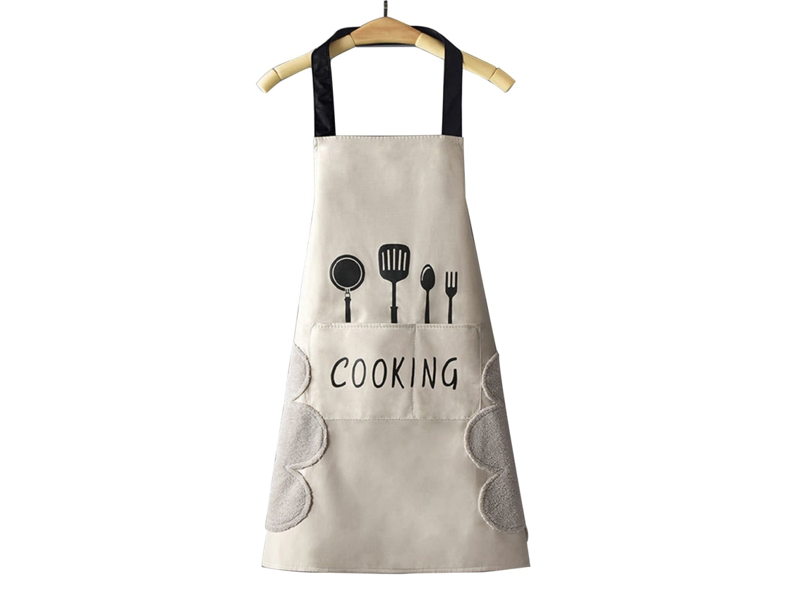 Delantal De Cocina Para Mujer Con Bolsillo Para Limpiar Manos, Gran Bolsillo, Impermeable Para Cocinar Y Hornear