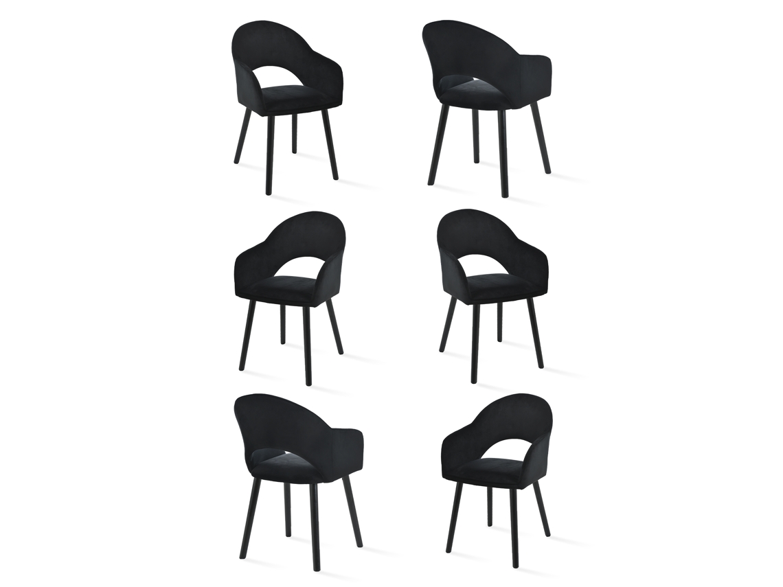 Sillas De Comedor Goeurvant 1316(pack De 6, Negro, Terciopelo)