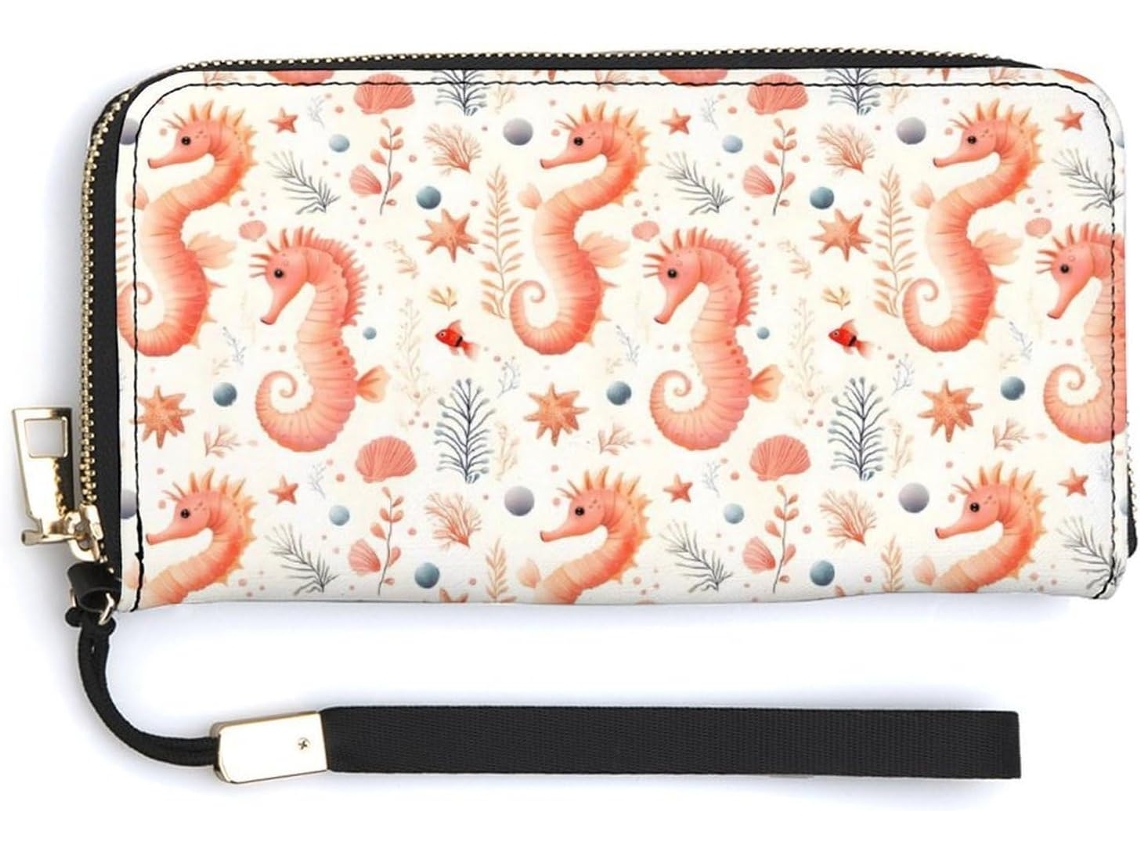 Cartera Cuero Con Cremallera Para Mujer Diseño Estampado