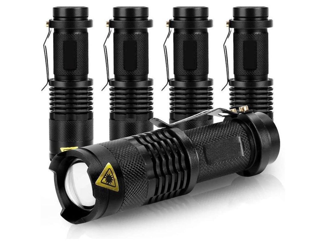 5 Linternas Portátiles Super Brillantes 350 Lúmenes Con 3 Modos Zoom Impermeable Para Camping Pesca Exterior