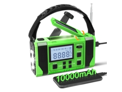Linterna solar de emergencia con manivela de 10000 mAh, con alerta AM/FM/NOAA y alarma SOS Chrui (verde)