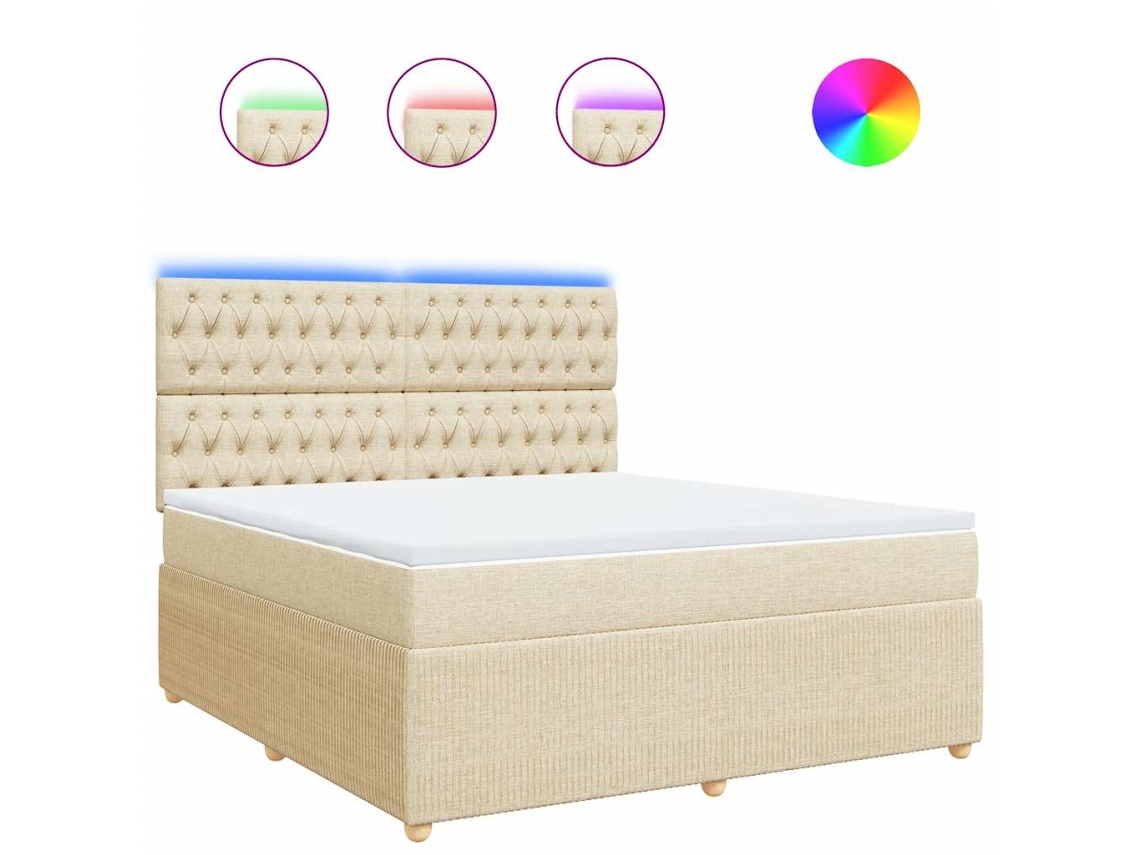 Maison Exclusive - Cama Box Spring Con Colchón Tela Color Crema 180x200 Cm