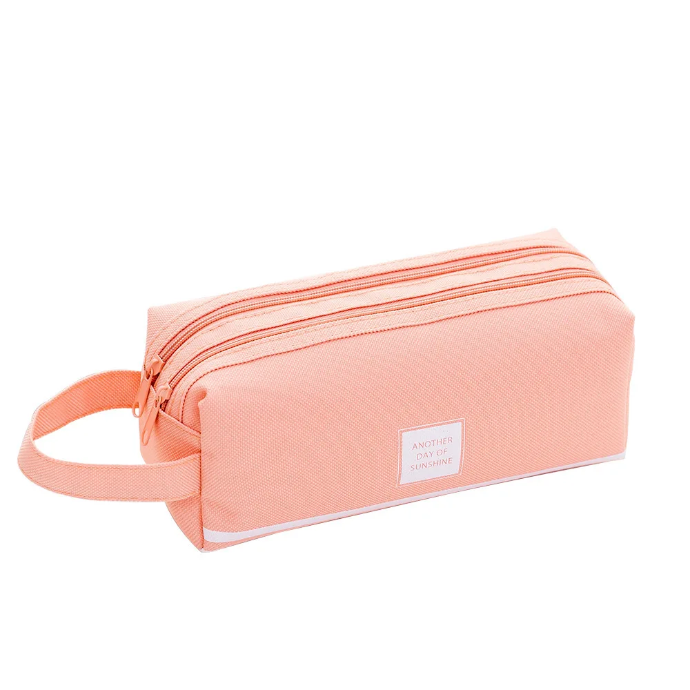 Estuche Portátil De Tela Oxford De Doble Capa (rosa) Con Diseño De Doble Cremallera