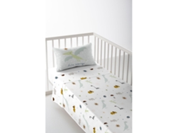 SÁBANA ENCIMERA CON FUNDA DE ALMOHADA INFANTIL CUNA 60 EXTRA SUAVE FABRICADO EN ESPAÑA DINOS HACIENDO EL INDIO
