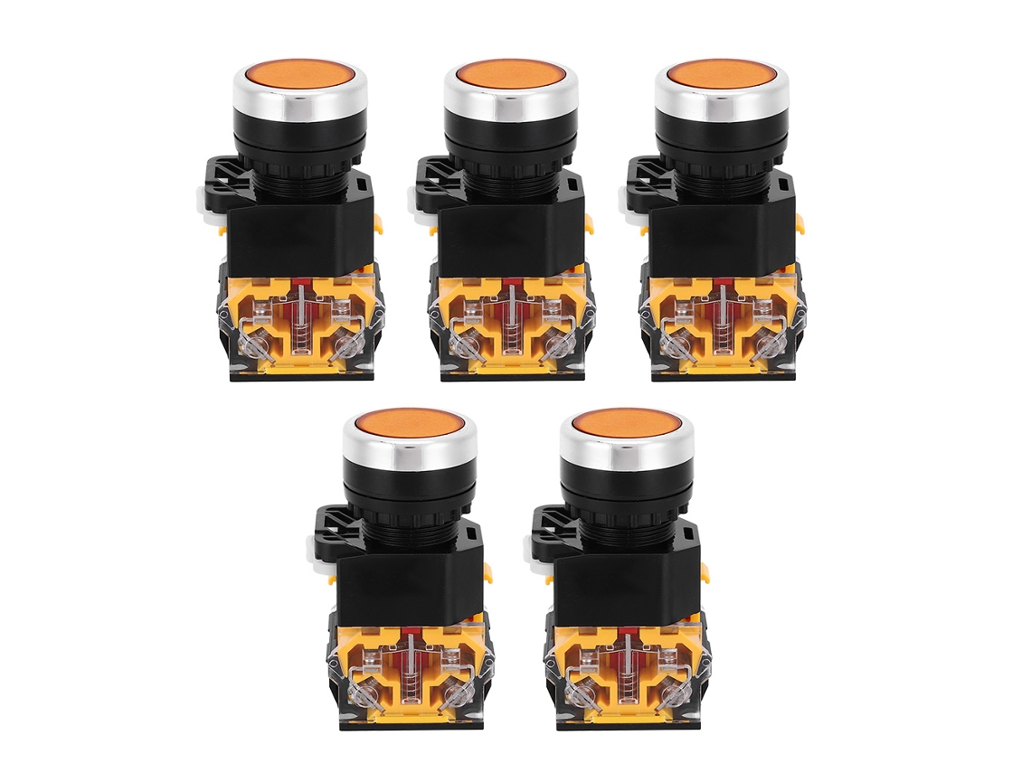 5 Interruptores Pulsadores De Reinicio Automático De 22 Mm Y 37 V-440 V (sin Luz Naranja)