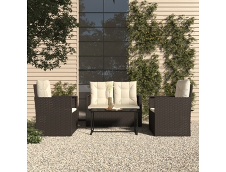 Conjunto 4 Muebles de jardín con cojines VIDAXL ratán sintético negro