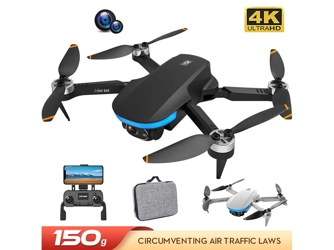 S6S Mini GPS Drone, 5G WIFI FPV Quadcopter RC plegable sin escobillas (4K - Duración de la batería: 25 min - Negro)