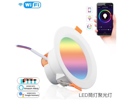 Color elegante del downlight rgbcw del wifi de Tuya sin polaridad que amortigua el bulbo de la voz 10W de Alexa