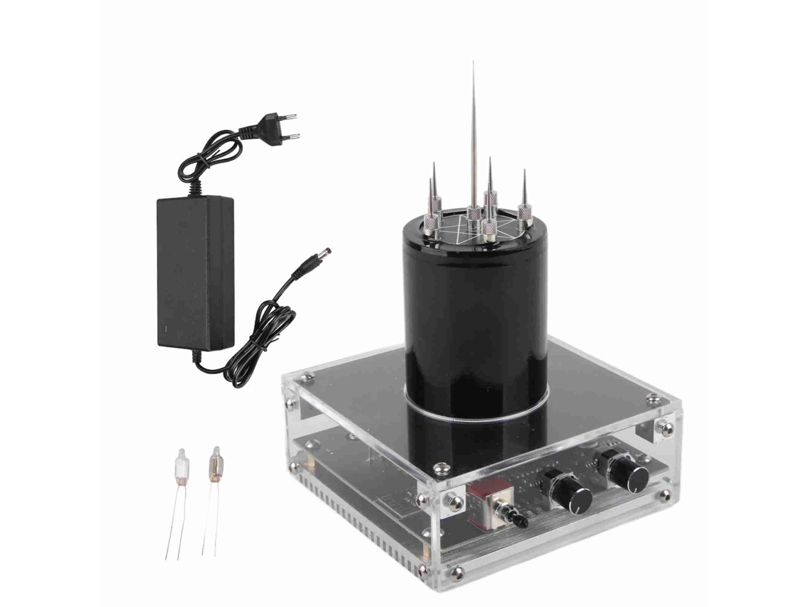 Bobina Tesla de Tesla con Bluetooth, altavoz de plasma, generador de arco Sstc, juguete de escritorio de 100-240 V para modelo didáctico, enchufe europeo