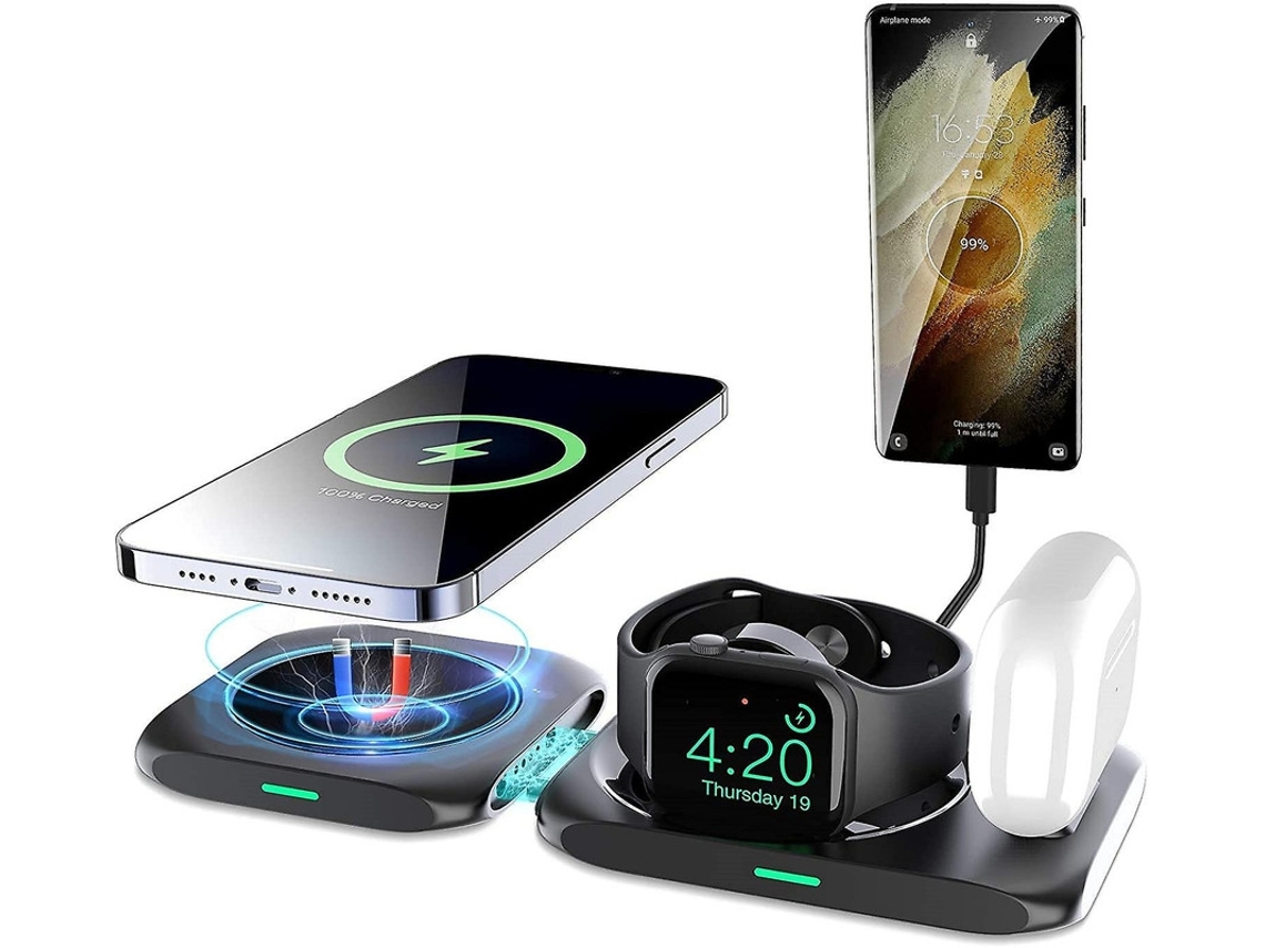 Estación De Carga Inalámbrica Removible Magsafe Para Apple Yemaesre Magnético Negro